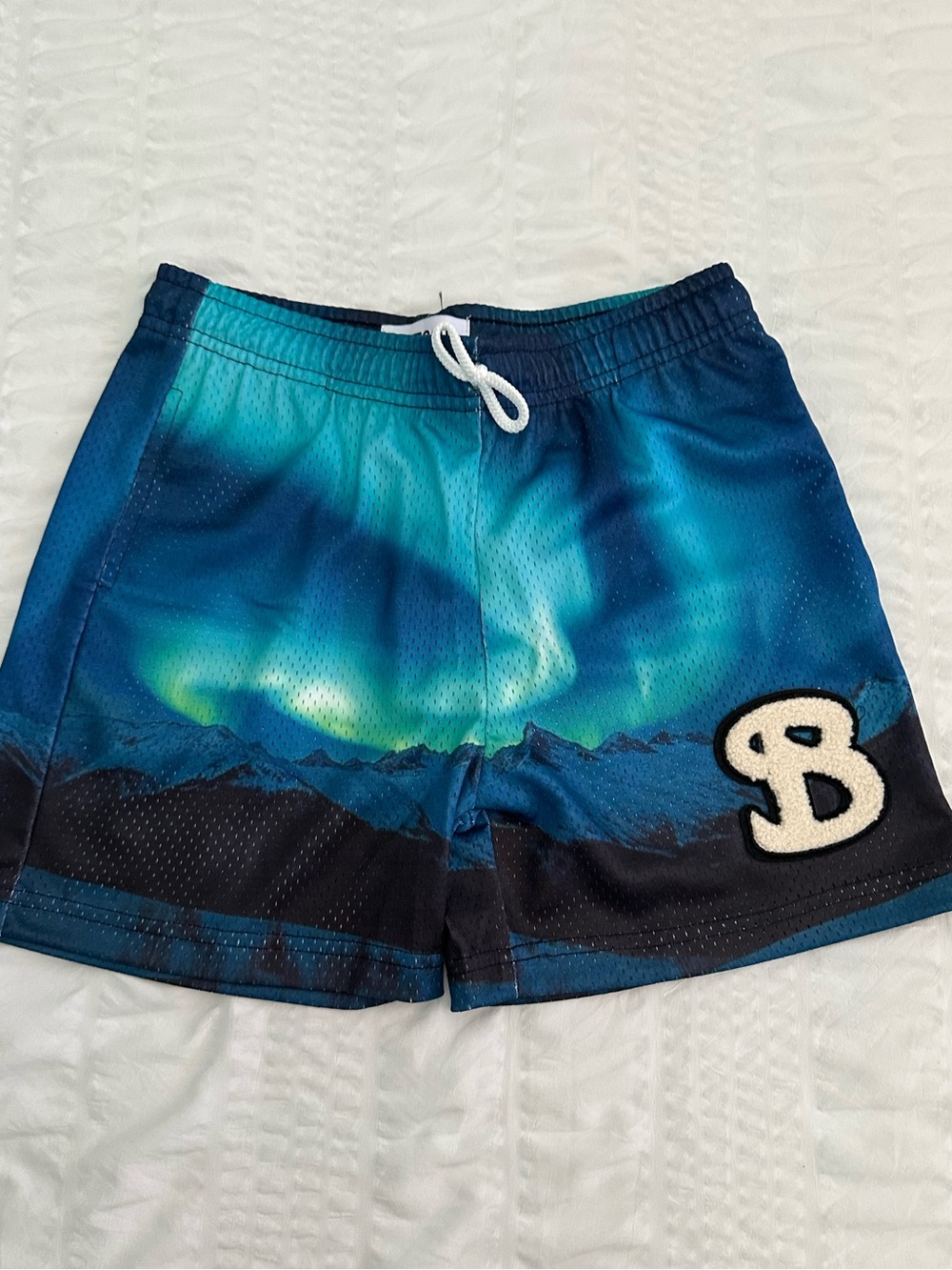 BucketSquad Kids' Basketball Mesh Shorts in Teal Blue Youth Large